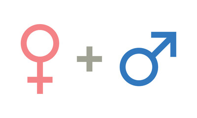 woman plus man. design elements. icon vector illustration. Badge woman and man. Male plus female symbol