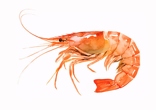 海老の水彩イラスト