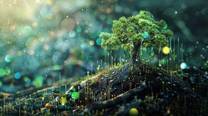 Digital art representing investment growth, blending technology and creativity