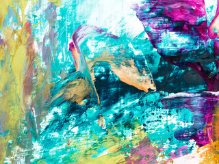 Abstract fantastic creative painting. Hand-drawn, impressionism style, color texture, brush strokes of paint