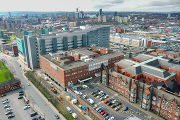 Aerial photo take in the town of Harehills in Leeds just outside the city centre, showing the St...