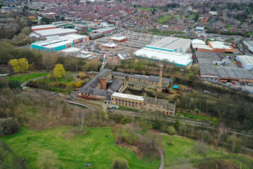 Aerial photo of the village of Armley in the city of Leeds in the UK showing the historic Leeds...