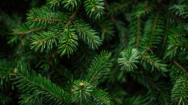 Close up view of spruce branches and needles a festive touch