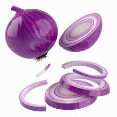 Red onion isolated on white background