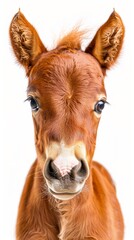 Fototapeta premium portrait of a horse foal isolated over white background