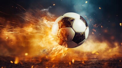 Fototapeta premium A football is played at great speed in the stadium