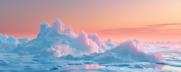 Icy landscape near Base Brown landing site at dawn