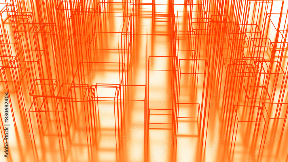 Poster abstract cubes and long stripes. design. architecture sketch or layout.