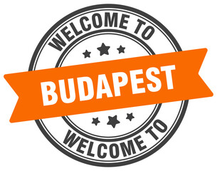 Welcome to Budapest stamp. Budapest round sign