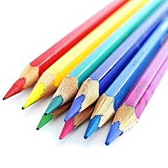 Fototapeta premium color pencils isolated against white background,