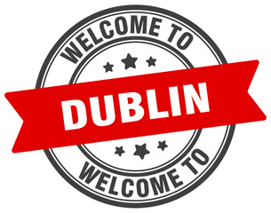 Welcome to Dublin stamp. Dublin round sign