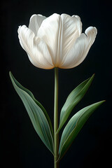 tulip vintage flower illustration on clean black background