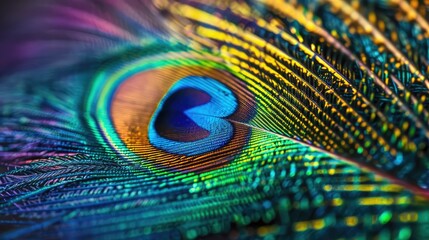 Obraz premium peacock feather closeup