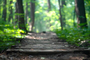 Path through the Summer Forest with Misty Distance