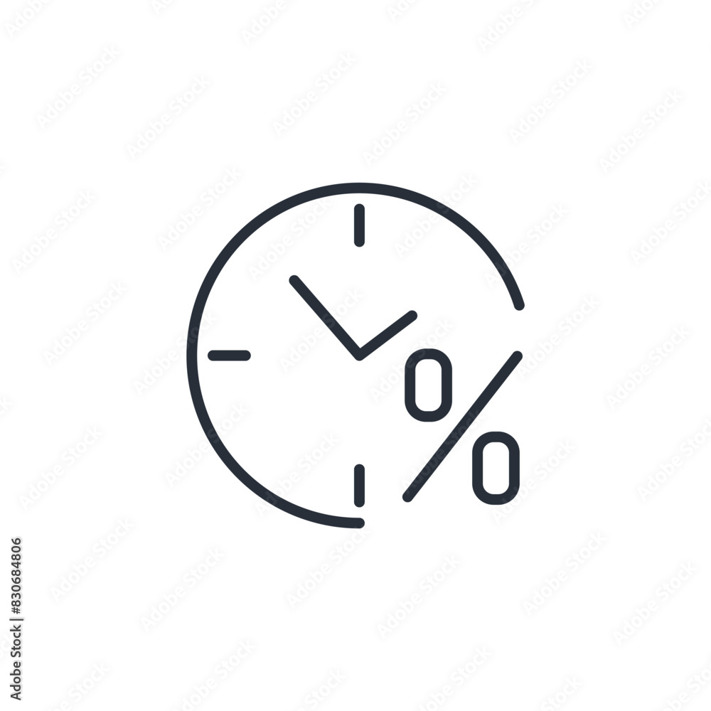 Poster time and percentage. financial analytics. vector linear icon isolated on white background.