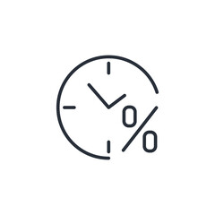 Time and percentage. Financial analytics. Vector linear icon isolated on white background.