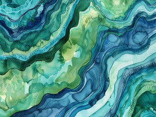 Abstract swirling pattern in shades of blue and green, resembling liquid marble.