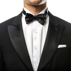 Butler torso dressed in tux isolated against white background