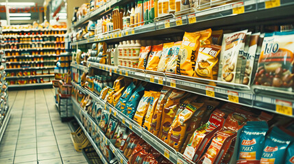 Obraz premium A grocery store shelves full of food products