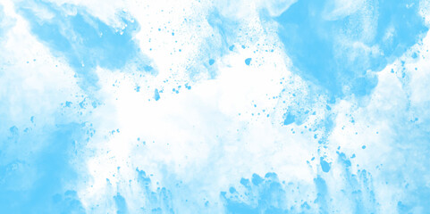Light blue watercolour paper texture grunge paint. background. blue and white watercolor paint splash or blotch. Freeze motion of drop splash. Artwork for creative banner, card, template design vector