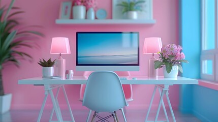 Minimalist home office setup with iMac