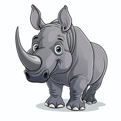 Naklejka premium Rhinoceros, cartoon style, white background