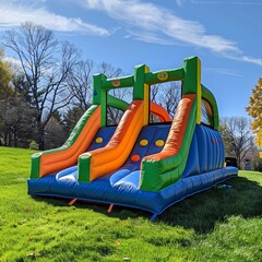 Inflatable Bouncy House in a Park