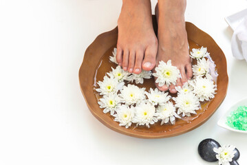 Spa massage compress balls, herbal ball on the wooden with treaments spa , Thailand