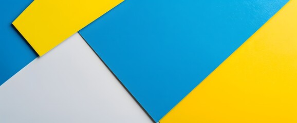 Bright Blue, Yellow and White Geometric Shapes Background