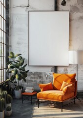 poster blank mockup on a wall in a room