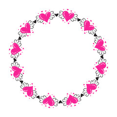 Hand drawn hearts border and frame design