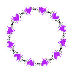 Hand drawn hearts border and frame design