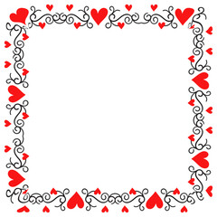 Hand drawn hearts border and frame design