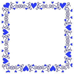 Hand drawn hearts border and frame design