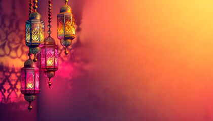 Eid Al Adha Islamic Feast lantern copy space for poster 04