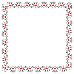 Hand drawn hearts border and frame design