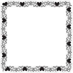 Hand drawn hearts border and frame design