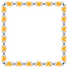 Hand drawn hearts border and frame design