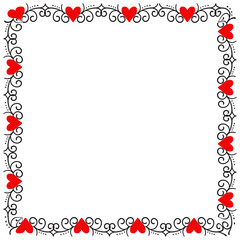 Hand drawn hearts border and frame design