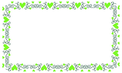 Hand drawn hearts border and frame design