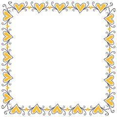 Hand drawn hearts border and frame design