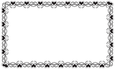 Hand drawn hearts border and frame design