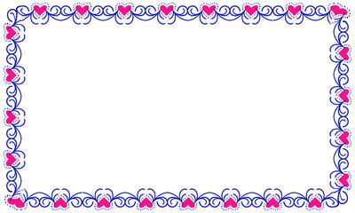 Hand drawn hearts border and frame design