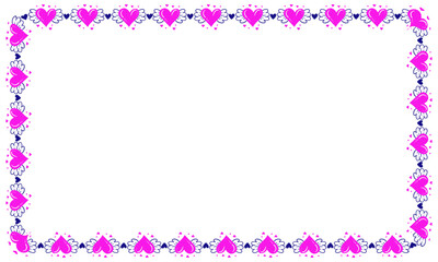 Hand drawn hearts border and frame design