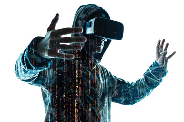 Virtual World Hacker Silhouette Isolated on Transparent Background