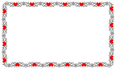 Hand drawn hearts border and frame design