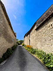 Street view of old village Yevre-la-Ville  in France