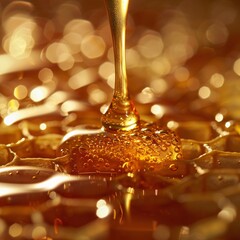 Close-up of Honey Dropping into Bottle