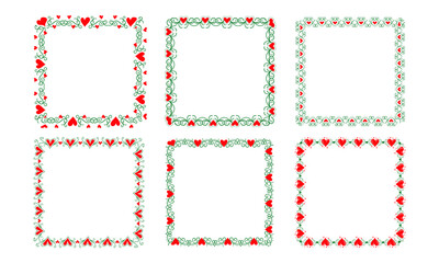 Hand drawn hearts border and frame design collection