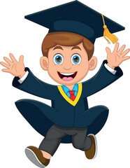 Cartoon happy graduation boy